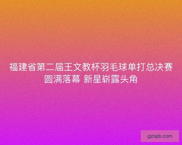 福建省第二届王文教杯羽毛球单打总决赛圆满落幕 新星崭露头角 福建省第二届王文教杯羽毛球单打总决赛圆满落幕 新星崭露头角